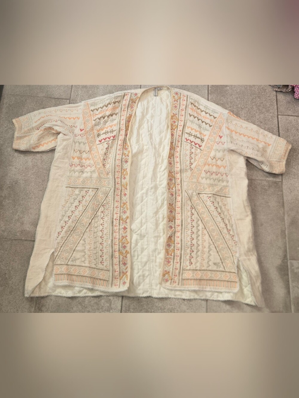 Blank London Anthropologie Embroidered Paloma Kimono Jacket Artisan Cream OS